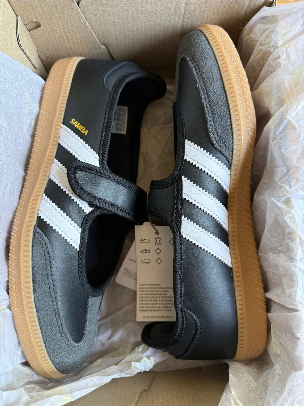 adidas Samba-Jane Sneakers Black with White Stripes - Picture 6 of 8